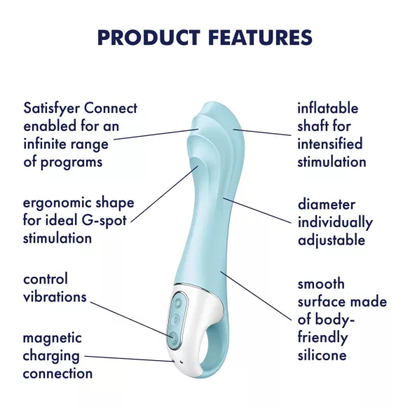 Satisfyer Air Pump Vibrator 5 - App-styret (blå)