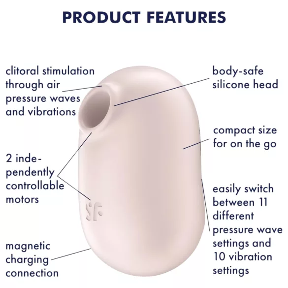 Satisfyer Pro To Go 2 - klitorisvibrator med trykbølger - beige
