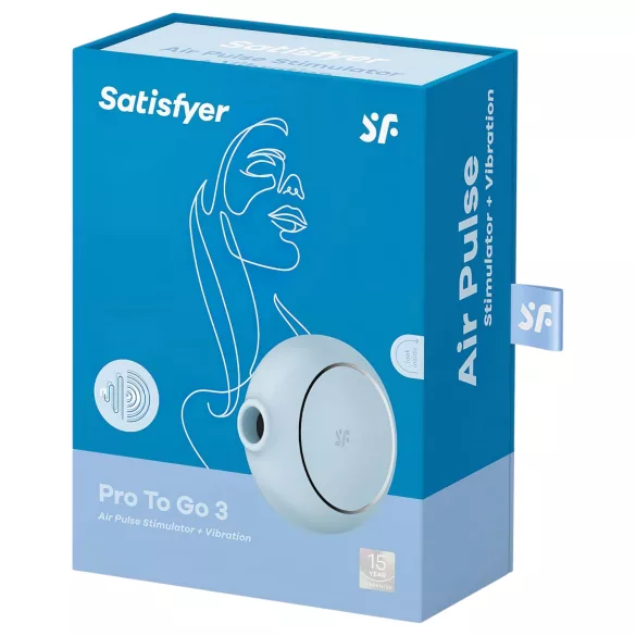 Satisfyer Pro To Go 3 - klitorisvibrator med lufttryk - genopladelig - blå