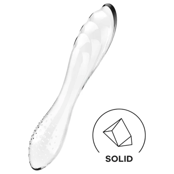 Satisfyer Dazzling Crystal 1 - dobbeltender glasdildo - gennemsigtig