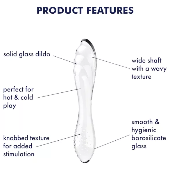 Satisfyer Dazzling Crystal 1 - dobbeltender glasdildo - gennemsigtig
