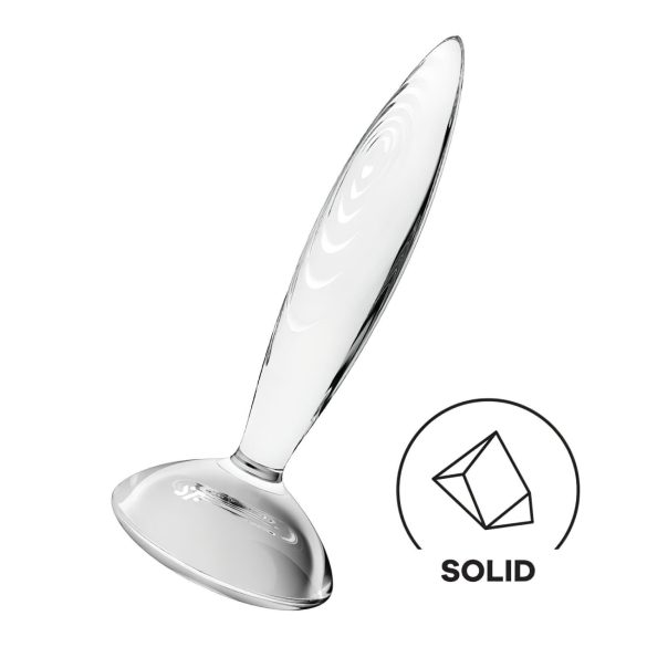Satisfyer Sparkling Crystal - ribbet glasdildo (gennemsigtig)