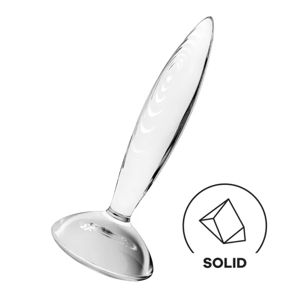 Satisfyer Sparkling Crystal - glasdildo med riller - gennemsigtig