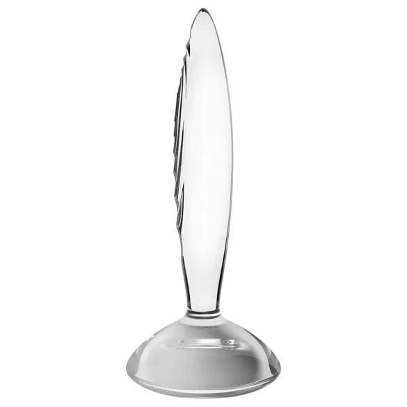 Satisfyer Sparkling Crystal - glasdildo med riller - gennemsigtig