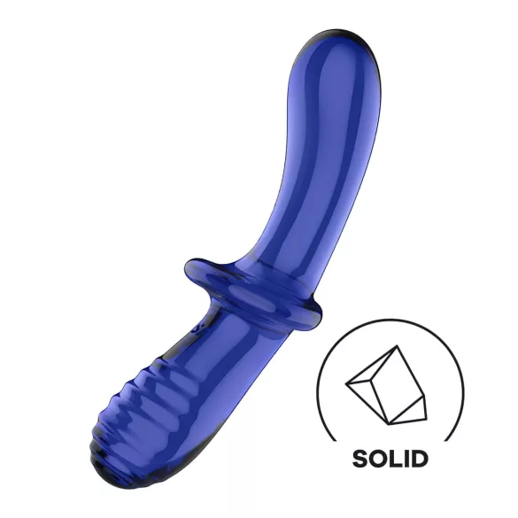 Satisfyer - dobbelt dildo i glas - to ender - blå
