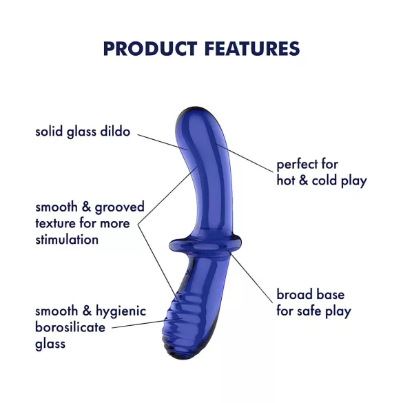 Satisfyer - dobbelt dildo i glas - to ender - blå