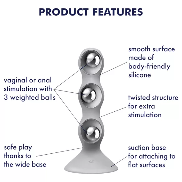 Satisfyer - dildo med kugler - silikone grå