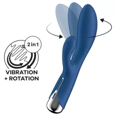   Satisfyer - rabbit vibrator med roterende klitorisarm - silikone blå