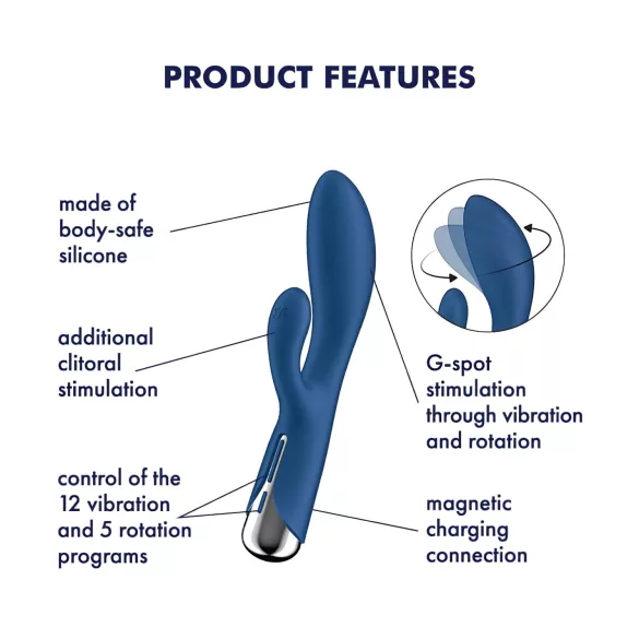 Satisfyer Spinning Rabbit 1 - vibrator med roterende klitorisstimulator (blå)