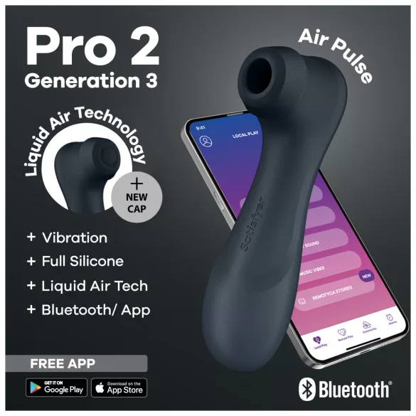 Satisfyer Pro2 Gen3 - App-styret luftbølge-klitorisstimulator (mørkegrå)