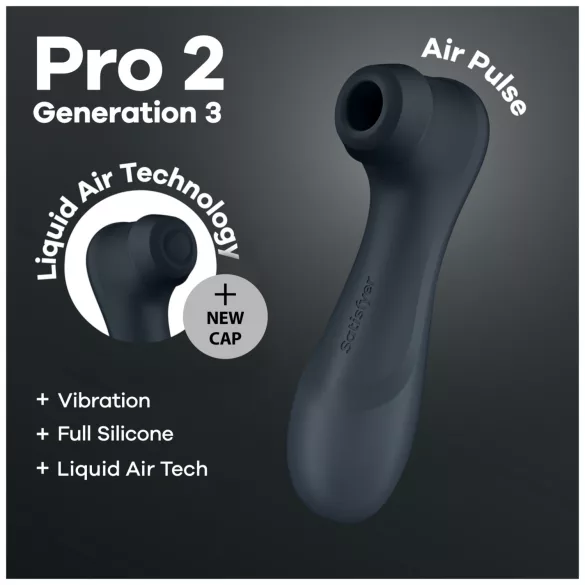 Satisfyer Pro2 Gen3 - klitorisvibrator med trykbølger - mørkegrå