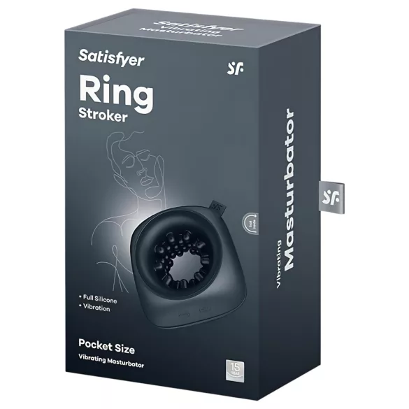 Satisfyer Ring Stroker - genopladelig, vibrerende masturbator (sort)