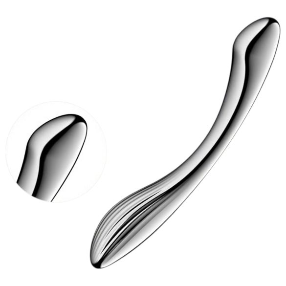 Satisfyer Pure Gravity 1 – Ribbet ståldildo (sølv)