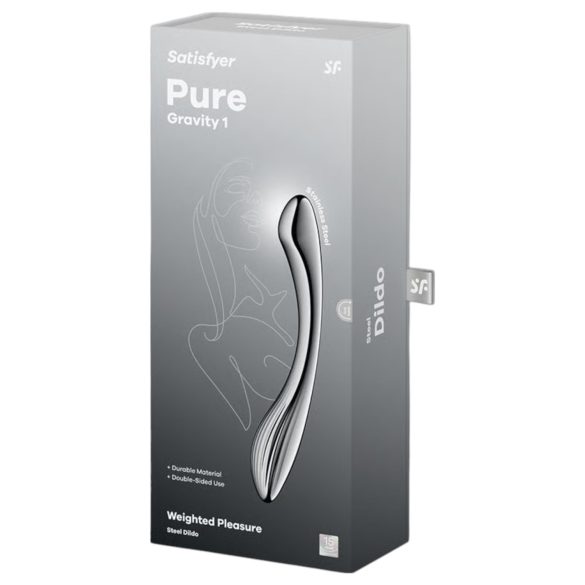Satisfyer Pure Gravity 1 - riflet ståldildo (sølv)