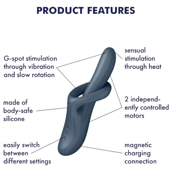 Satisfyer Heat Flex 4 - opvarmende vibrator med klitorisstimulator (grå)