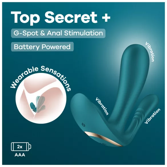 Satisfyer Top Secret+ - bærbar vibrator med 3 arme - grøn