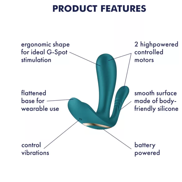 Satisfyer Top Secret+ - bærbar vibrator med 3 arme - grøn