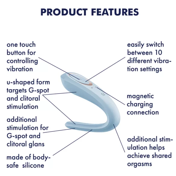 Satisfyer Double Classic - parvibrator (blå)
