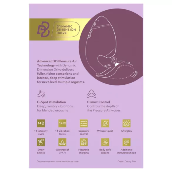 Womanizer - G-punktsvibrator og klitorisvibrator - 2i1 - pink