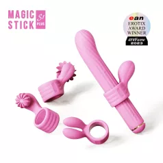 Magic Stick - vibrator med udskiftelige hoveder (pink)