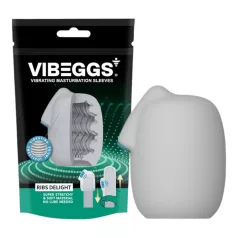   VIBEGGS Ribs Delight - vibratoræg masturbator - ribbet silikone - hvid