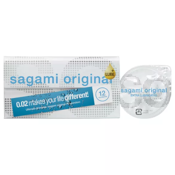 Sagami Original 0.02 - kondom - ekstra glide - 55mm - 12 stk