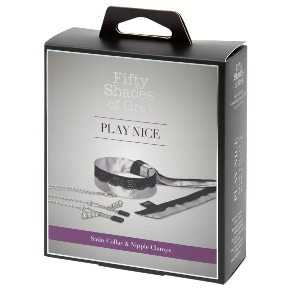 Fifty Shades of Grey Play Nice - brystvorteklemmer med halsbånd (sølv)