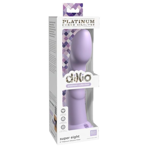 Dillio Super Eight - sugekop dildo i lilla silikone (21 cm)