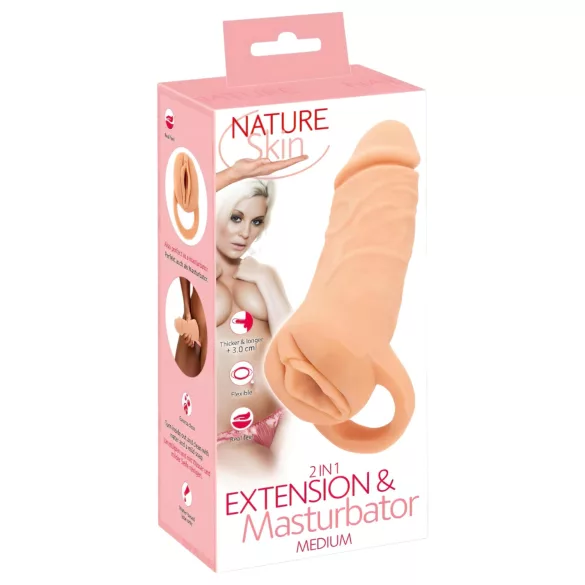 Nature Skin - penishylster og kunstig vagina - 18cm naturfarvet
