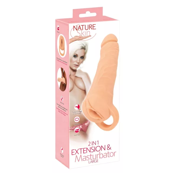 Nature Skin - 2i1 kunstskede og penishylster - 23cm - hudfarvet