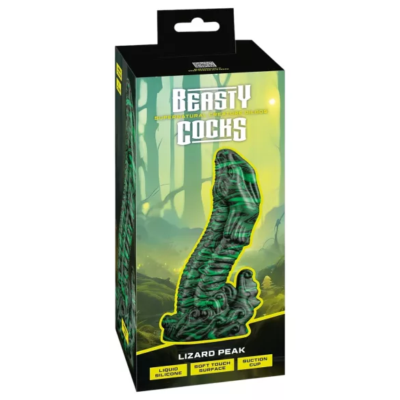 Beasty Cocks - dildo formet som øglepenis - realistisk - grøn/sort