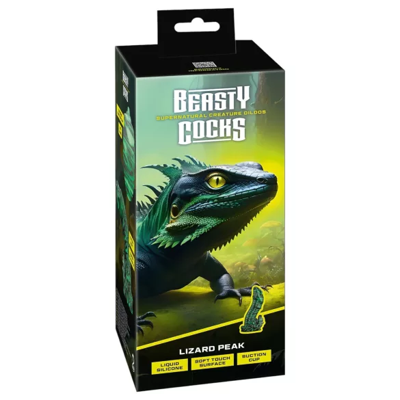 Beasty Cocks - dildo formet som øglepenis - realistisk - grøn/sort