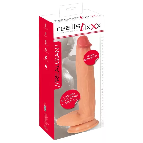 Realistixxx Real Giant - dildo med testikler - ekstra stor - natur