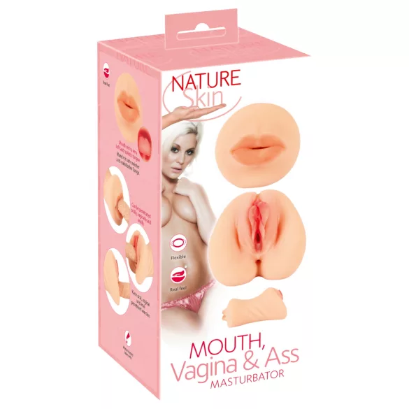 Nature Skin - skede- og mundmasturbator (naturfarvet)