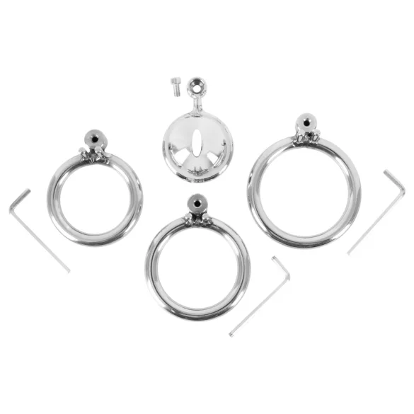 fetish collection - mini penisbure med 3 udskiftelige testikelringe (sølv)