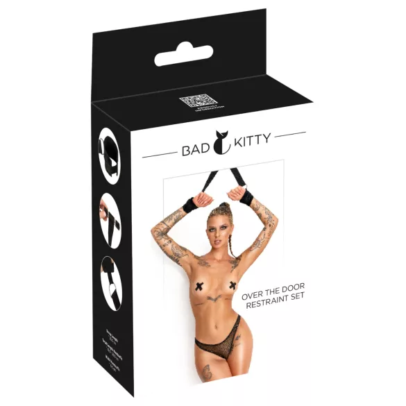 Bad Kitty - håndledsfikseringssæt til dør (sort)