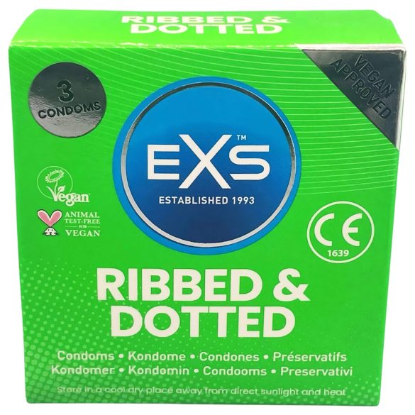 EXS Ribbed & Dotted - prickede kondomer (3 stk)