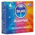 Skins - blandede kondomer - med dutter, natural, ekstra tynde (4 stk)