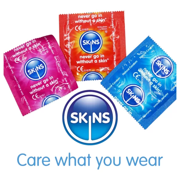 Skins - blandede kondomer - med dutter, natural, ekstra tynde (4 stk)