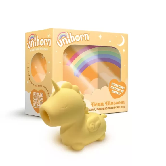 Unihorn Bean Blossom - klitorisvibrator med unicorn-design - genopladelig - gul