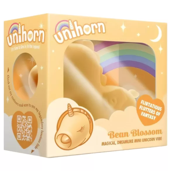 Unihorn Bean Blossom - klitorisvibrator med unicorn-design - genopladelig - gul