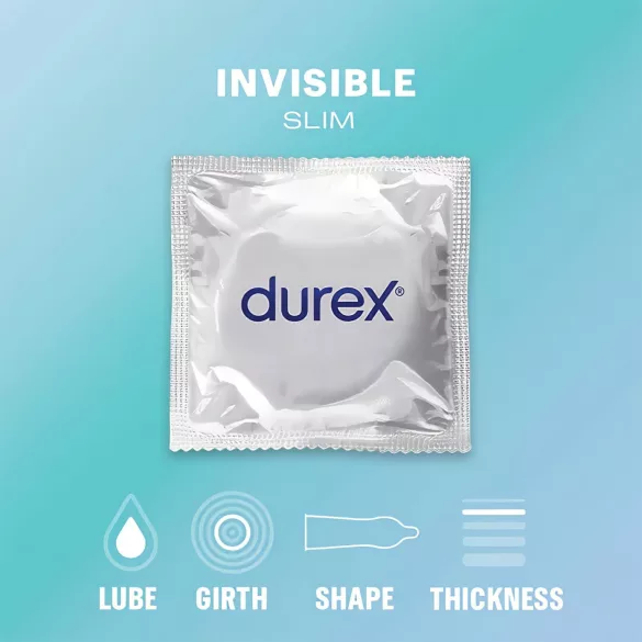 Durex Invisible Slim - tynd kondom - 10 stk