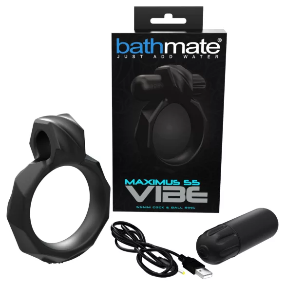 Bathmate Maximus Vibe 55 - genopladelig vibrerende penisring (sort)