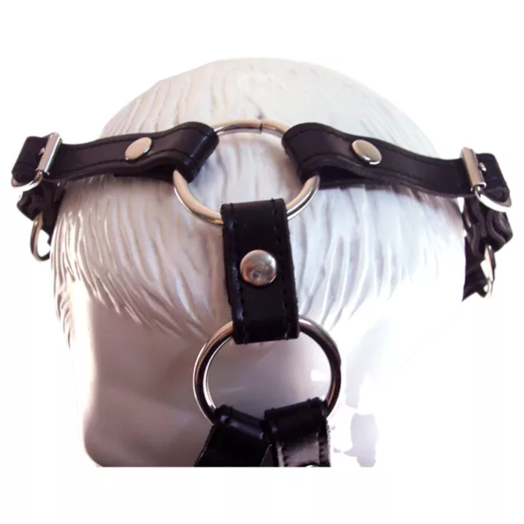 Rouge - maske med gag - ægte læder - sort