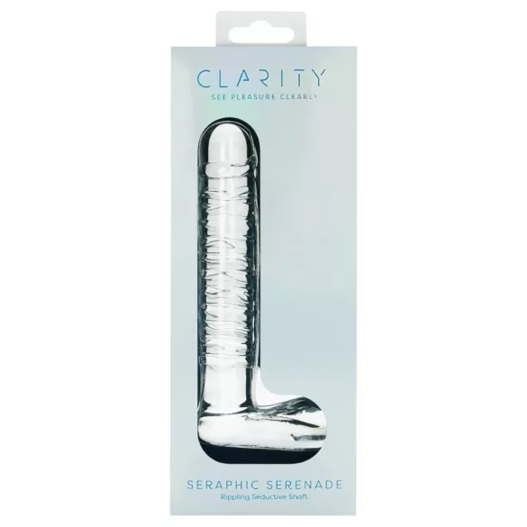 Clarity - dildo med kugler - glas - gennemsigtig