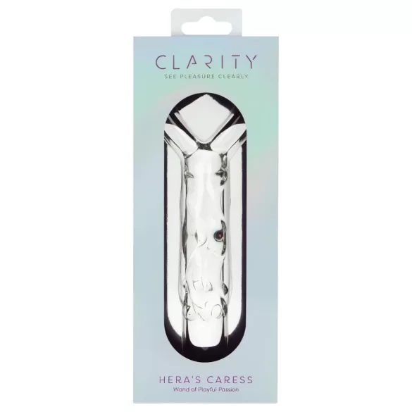 Clarity - glasdildo med hjertegreb - gennemsigtig