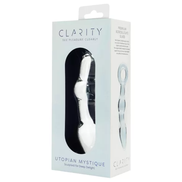 Clarity Utopian Mystique - rillet glas-analdildo (gennemsigtig)