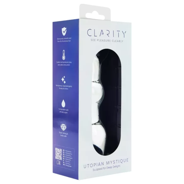 Clarity Utopian Mystique - rillet glas-analdildo (gennemsigtig)