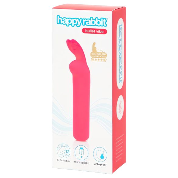 Happyrabbit Bullet - opladelig kanin-stavvibrator (pink)