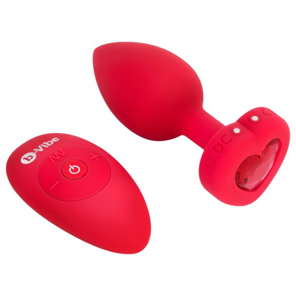 b-vibe hjerte - genoplad. anal vibrator m. fjernbetjening (rød)
